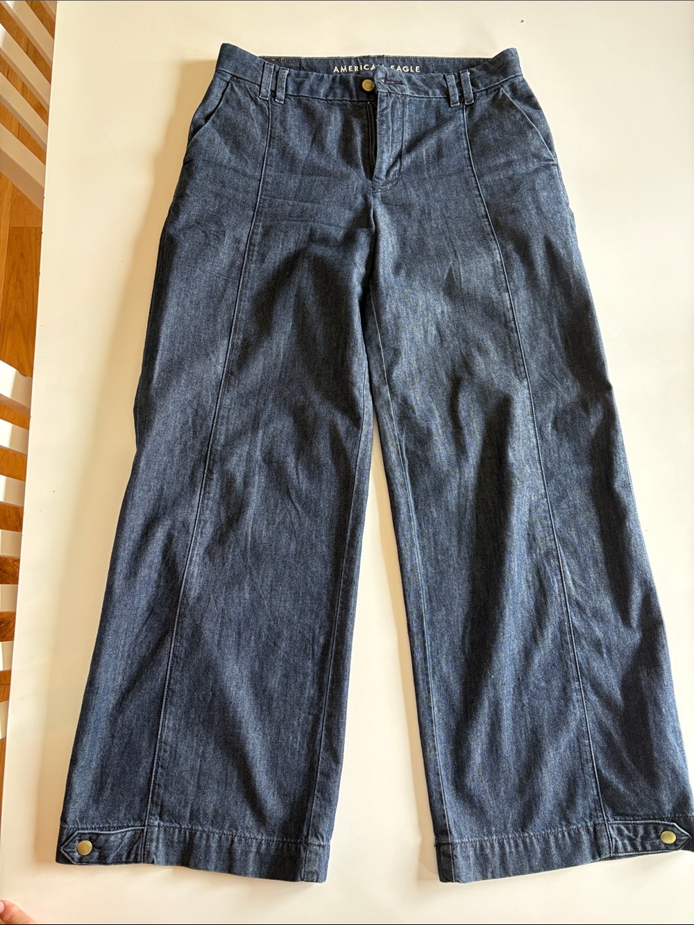 American Eagle Outfitters Wide Leg Jeans - Dark Blue Indigo